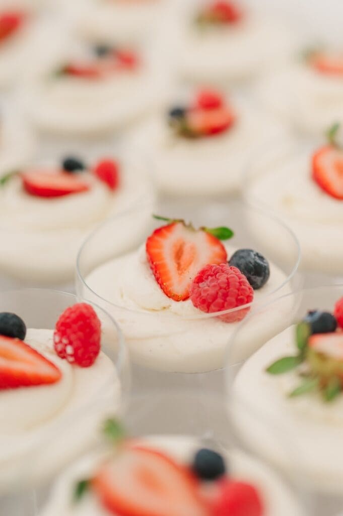 Fruit dessert cheesecake cups. 