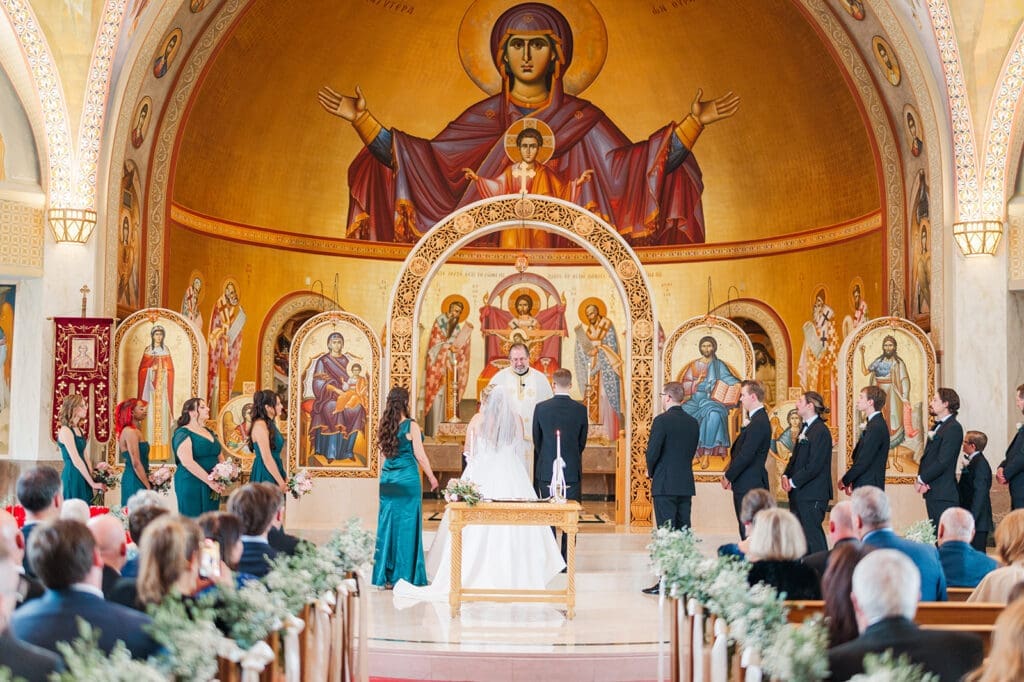 A wide angle of Trey and Magdalene on the altar. 