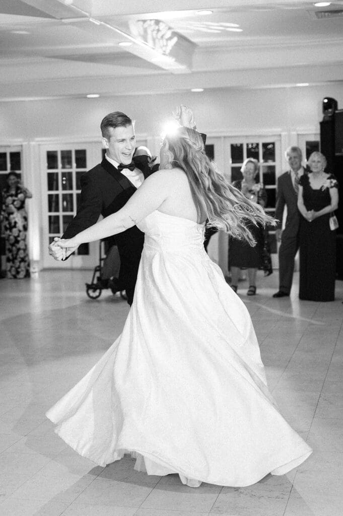 Magdalene and Trey share a first dance with one another at their Woodwinds wedding. 