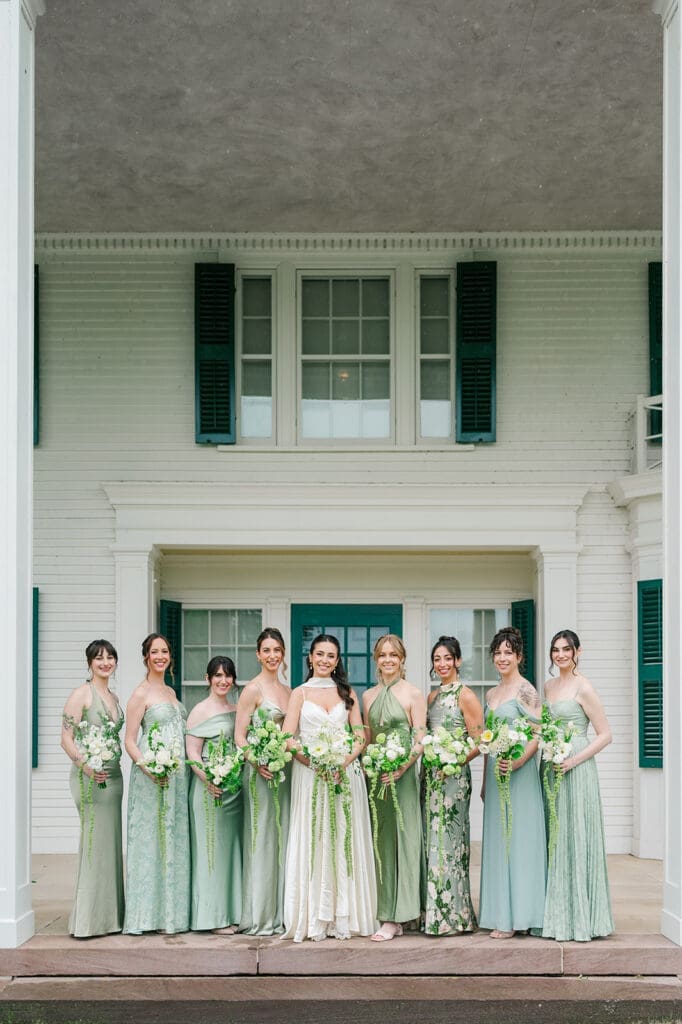 Natalie smiles with her bridesmaids. 
