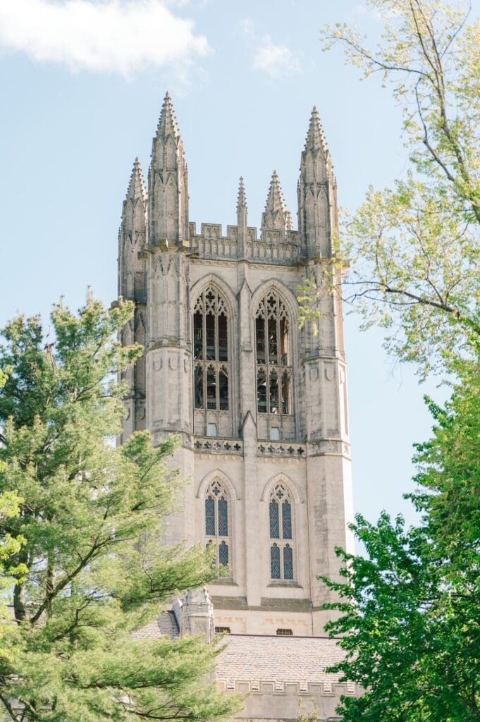 An exterior photo of the chapel at Trinity College
