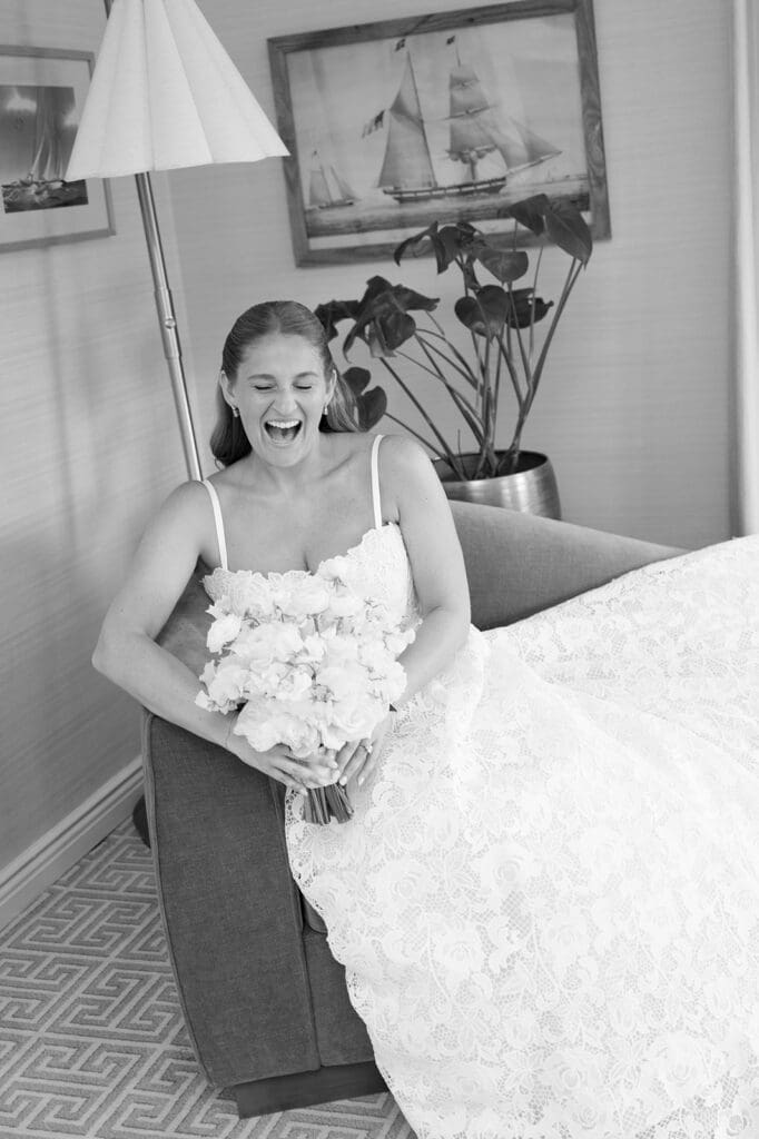 Katie smiles as her friends hype her up as she gets ready