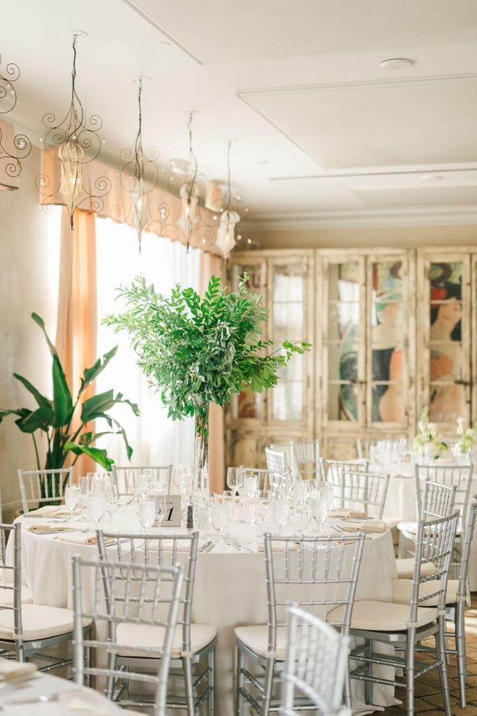 A wedding reception setup at Delamar Greenwich. 