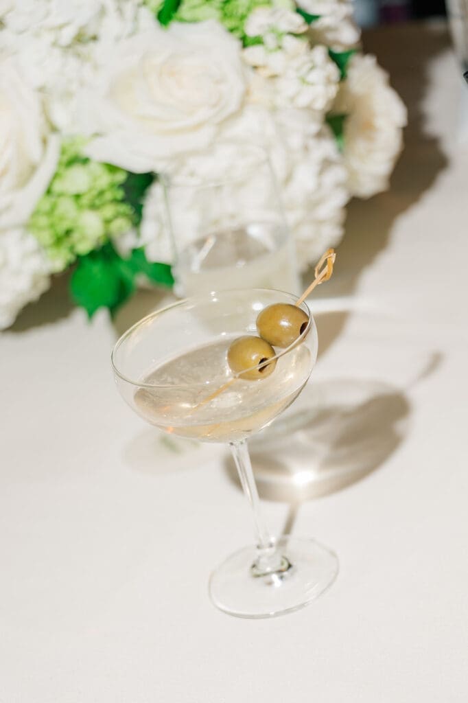 A martini "signature cocktail" at Katie and Sang's wedding reception. 