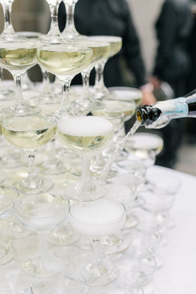 Champagne being poured into glasses