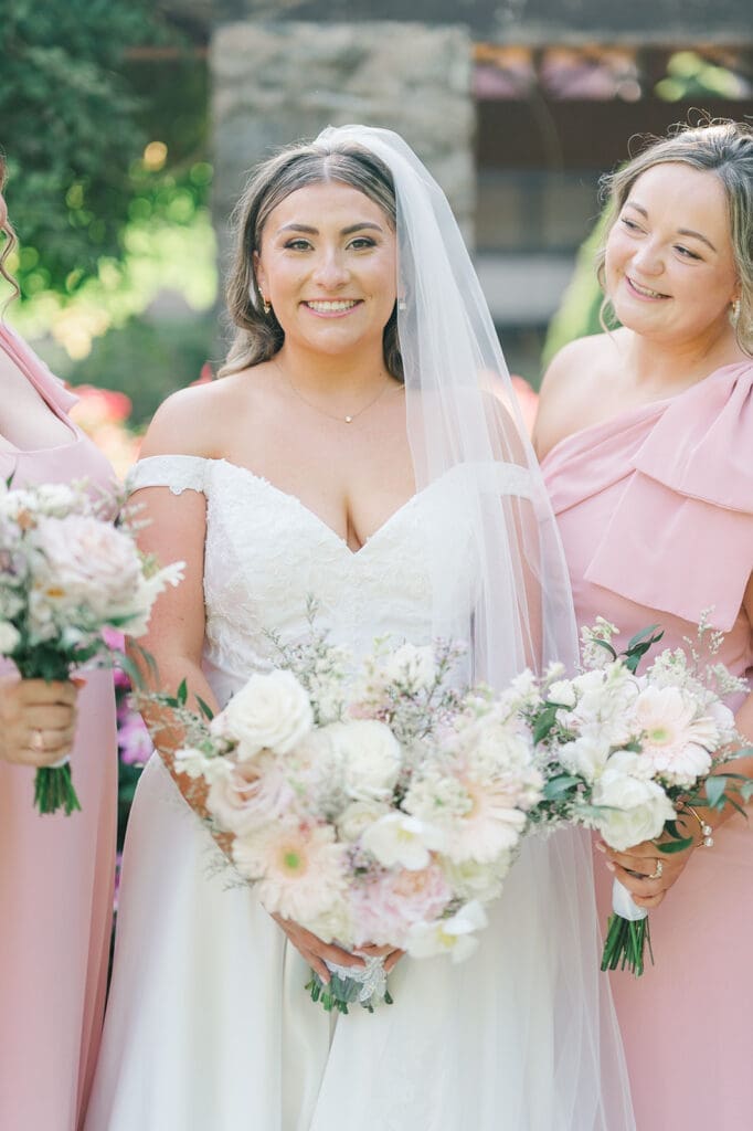 Sophie smiles for an up close bridal portrait
