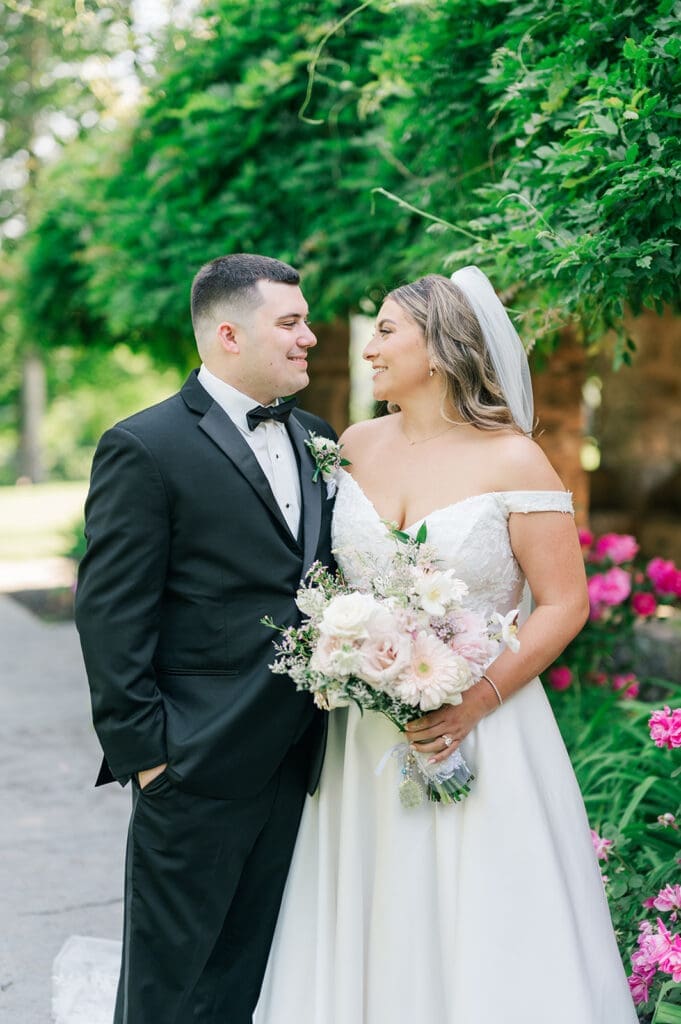 Sophie and John smile at each other